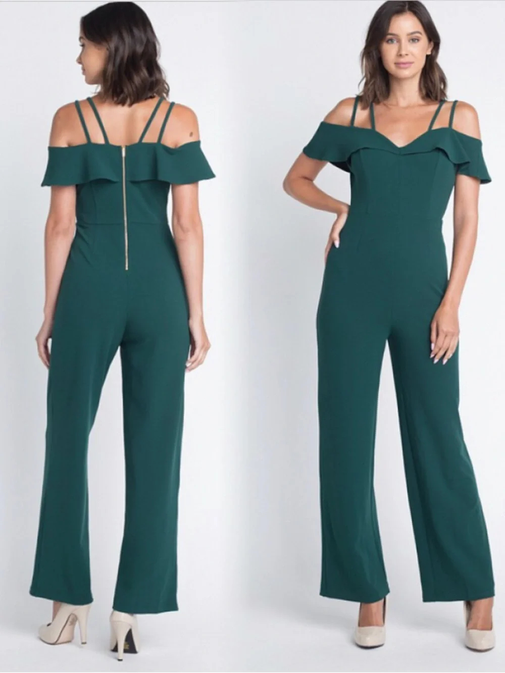 Haute Monde Emerald Green Off-Shoulder Jumpsuit